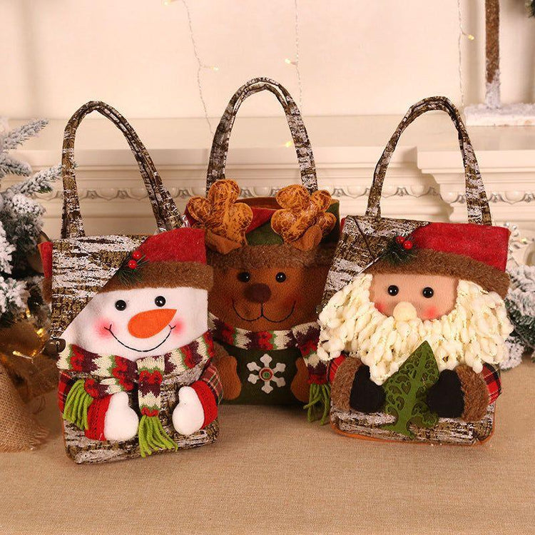 3 PCS Christmas Gift Bags - Santa, Snowman, and Reindeer Design for Holiday Treats and Presents - Magdasmall