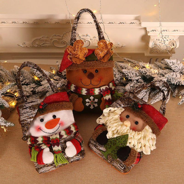 3 PCS Christmas Gift Bags - Santa, Snowman, and Reindeer Design for Holiday Treats and Presents - Magdasmall