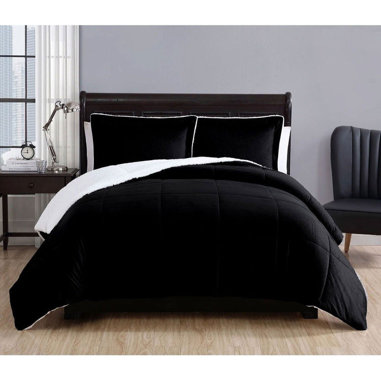 3 Piece Micro Mink Comforter Set Black Queen - Magdasmall