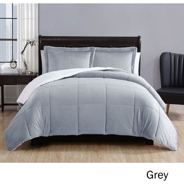 3 Piece Micro Mink Comforter Set Grey Queen - Magdasmall