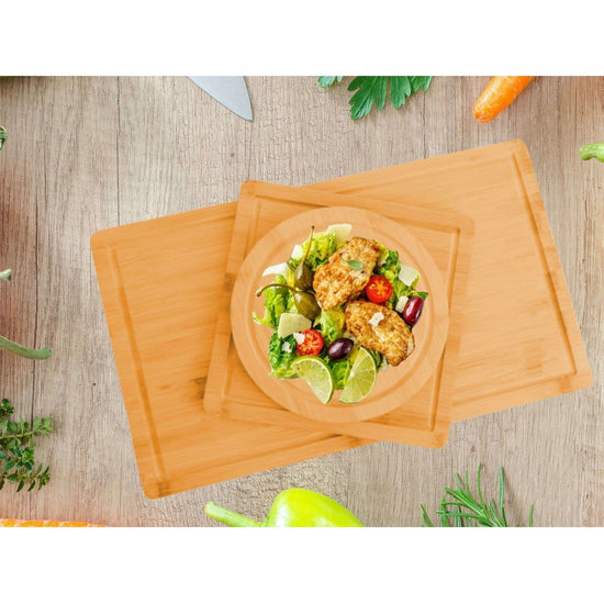 3 Pieces Bamboo Cutting Board with Juice Groove and Mobile Holder included for Home Kitchen - Magdasmall