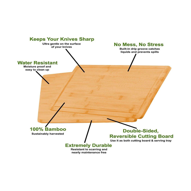 3 Pieces Bamboo Cutting Board with Juice Groove and Mobile Holder included for Home Kitchen - Magdasmall
