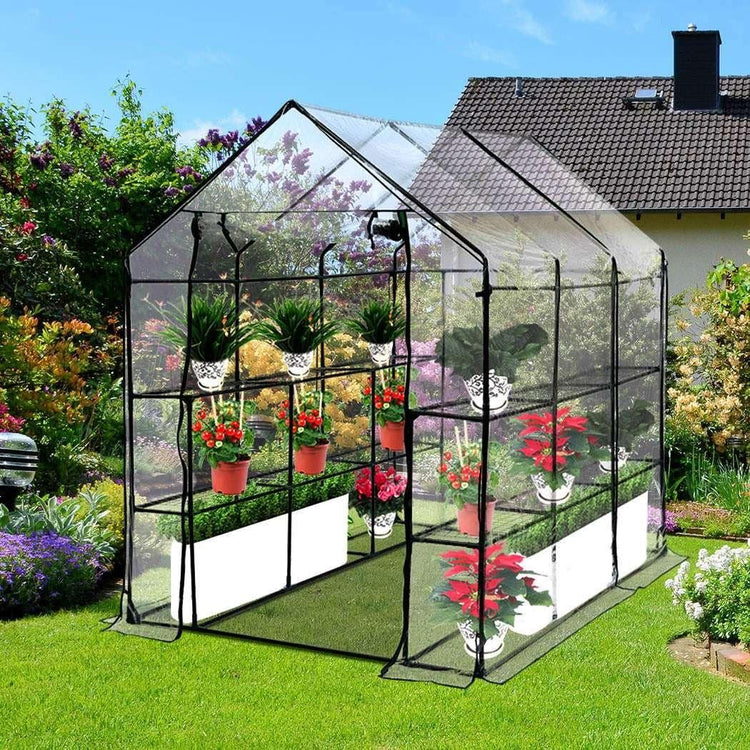 3 Tier Walk In Greenhouse Garden Shed PVC Cover Film Tunnel Green House Plant - Magdasmall