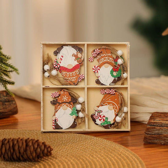 3 boxe style a set New Christmas Decorations, Small Wooden Pendants, Christmas Tree Decorations, 12 Wooden Box Packaging Pendants - Magdasmall