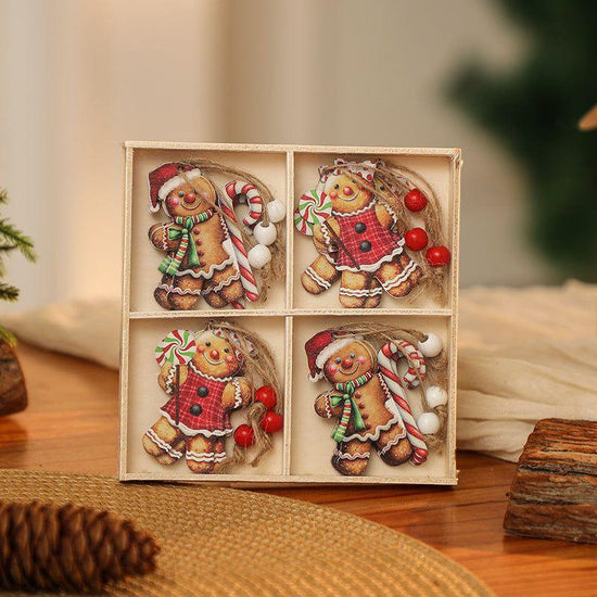 3 boxe style a set New Christmas Decorations, Small Wooden Pendants, Christmas Tree Decorations, 12 Wooden Box Packaging Pendants - Magdasmall