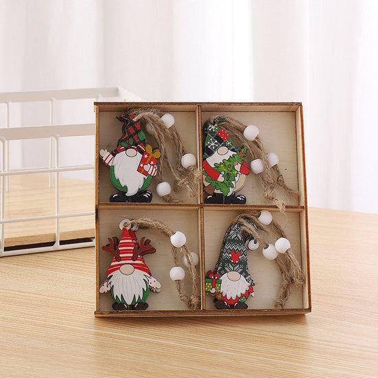 3 boxe style a set New Christmas Decorations, Small Wooden Pendants, Christmas Tree Decorations, 12 Wooden Box Packaging Pendants - Magdasmall