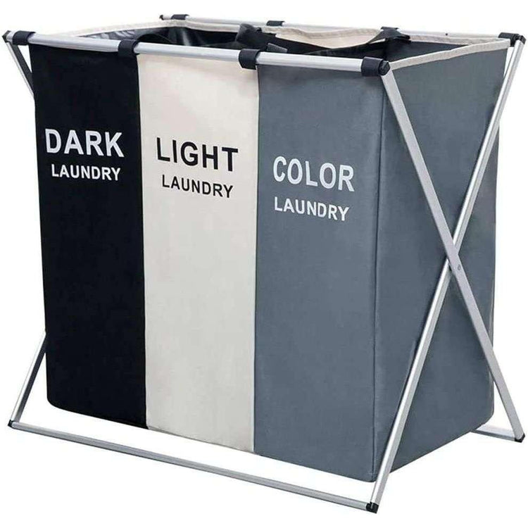 3 in 1 Large 135L Laundry Clothes Hamper Basket with Waterproof bags and Aluminum Frame (Multi) - Magdasmall