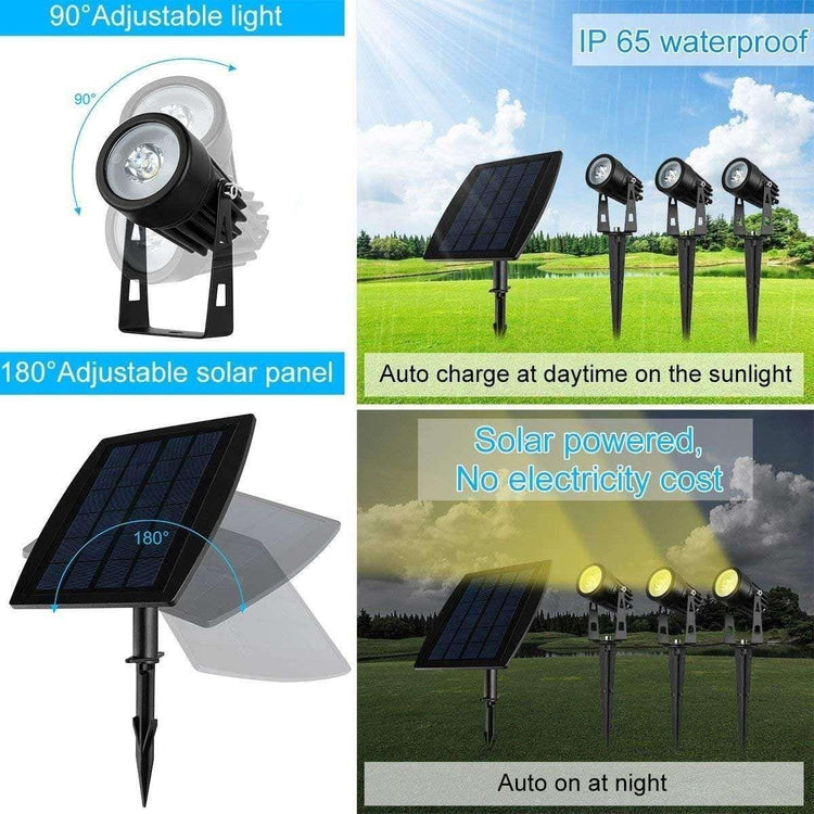 3 x LED Spotlights Powered Solar Garden Lights Outdoor Waterproof (Warm White) - Magdasmall
