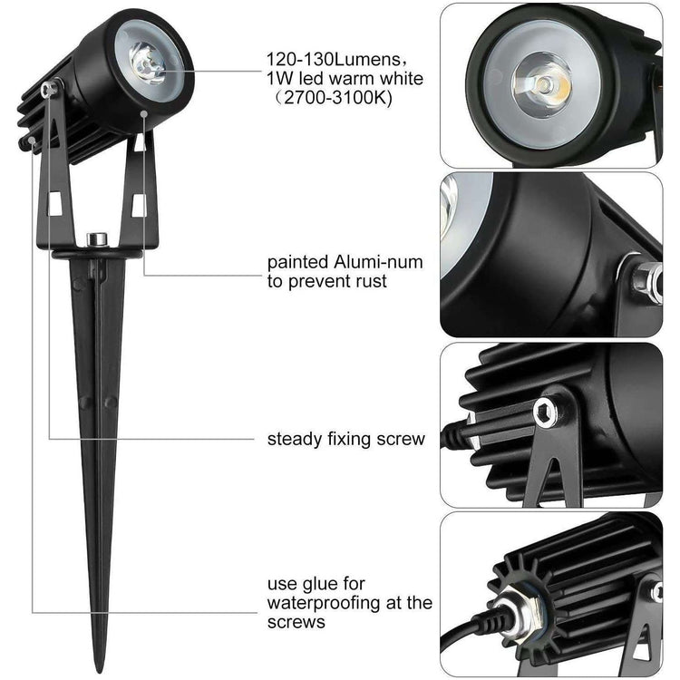 3 x LED Spotlights Powered Solar Garden Lights Outdoor Waterproof (Warm White) - Magdasmall