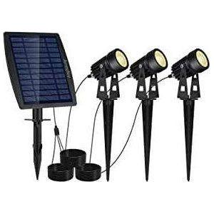 3 x LED Spotlights Powered Solar Garden Lights Outdoor Waterproof (Warm White) - Magdasmall