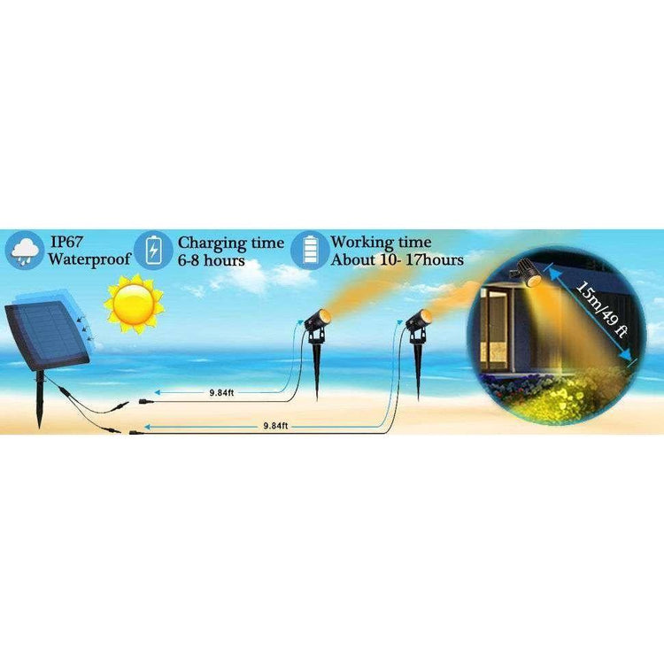 3 x LED Spotlights Powered Solar Garden Lights Outdoor Waterproof (Warm White) - Magdasmall