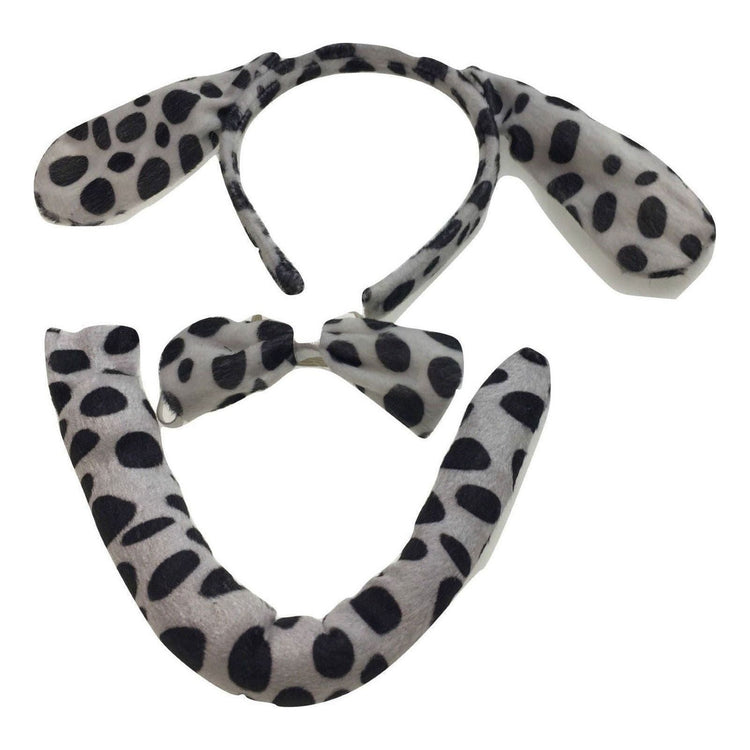 3pcs DOG EAR HEADBAND w Bow Tail Animal Costume Halloween Party Hair Dalmatian - Magdasmall
