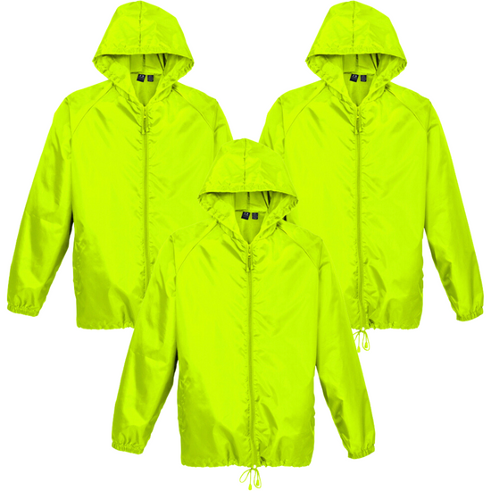 3x Adult Plus Size Spray Jacket Hike Rain Hi Vis Poncho Waterproof - Fluoro Lime