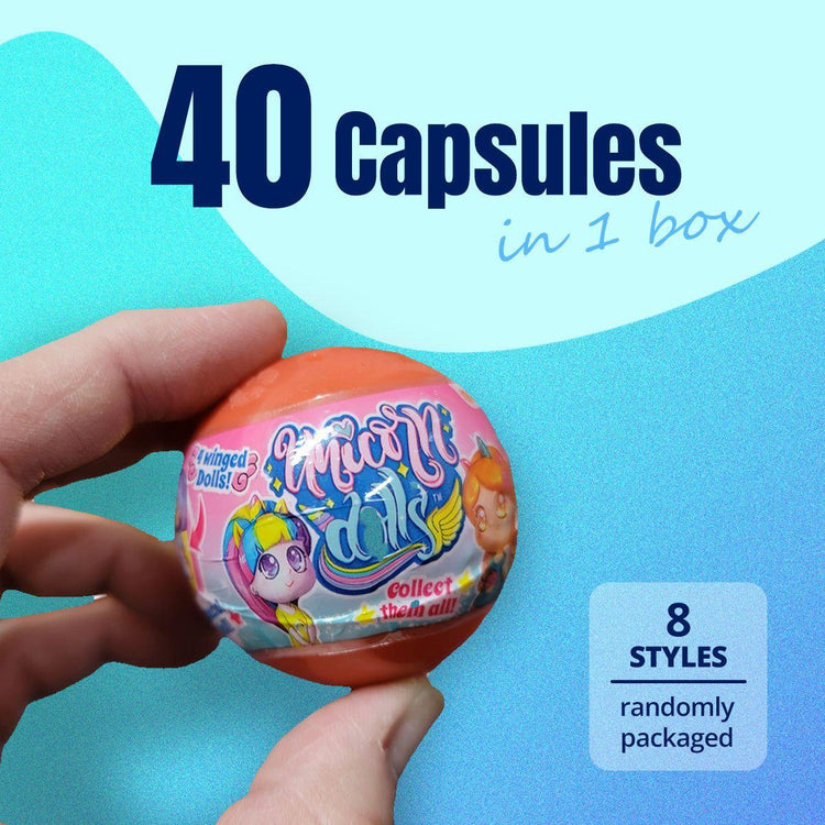 40X Kenisy Unicorn Dolls Toy Capsules 50mm Collectible Gacha in Display Box - Magdasmall
