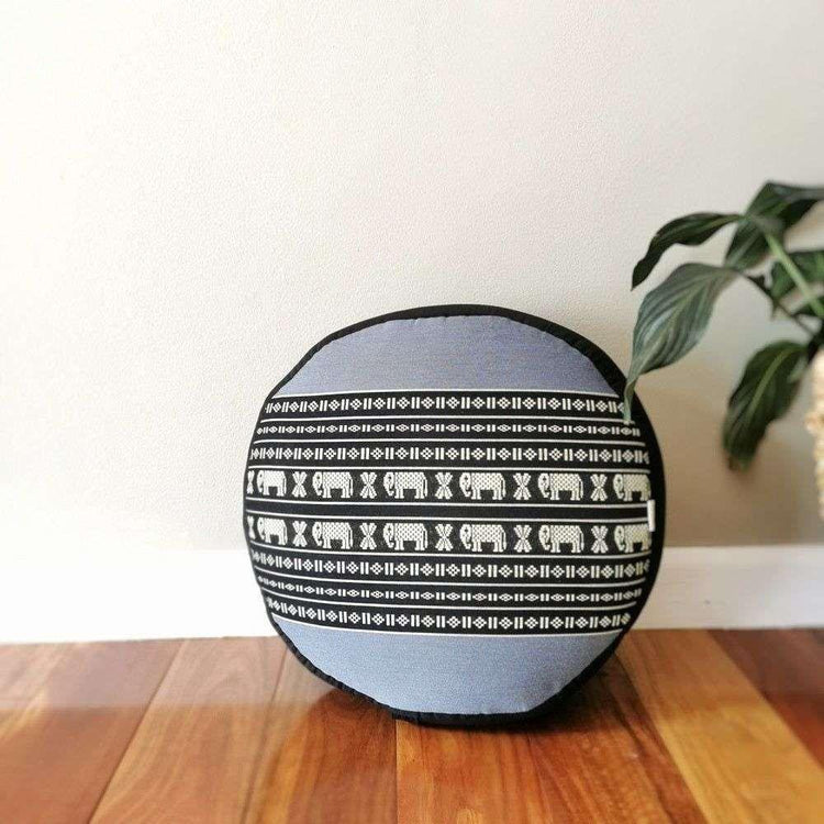 40cm Round Meditation Cushion Zafu Ottoman Pouf Kapok Filled BlueEle - Magdasmall