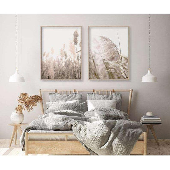 40cmx60cm Pampas Grass 2 Sets Wood Frame Canvas Wall Art - Magdasmall