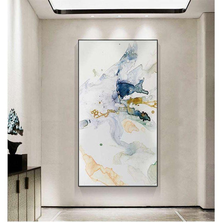 40cmx80cm Abstract Watercolour Style Black Frame Canvas Wall Art - Magdasmall
