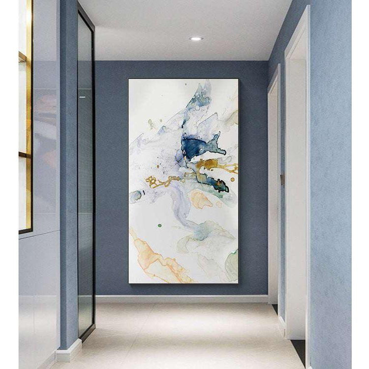 40cmx80cm Abstract Watercolour Style Black Frame Canvas Wall Art - Magdasmall