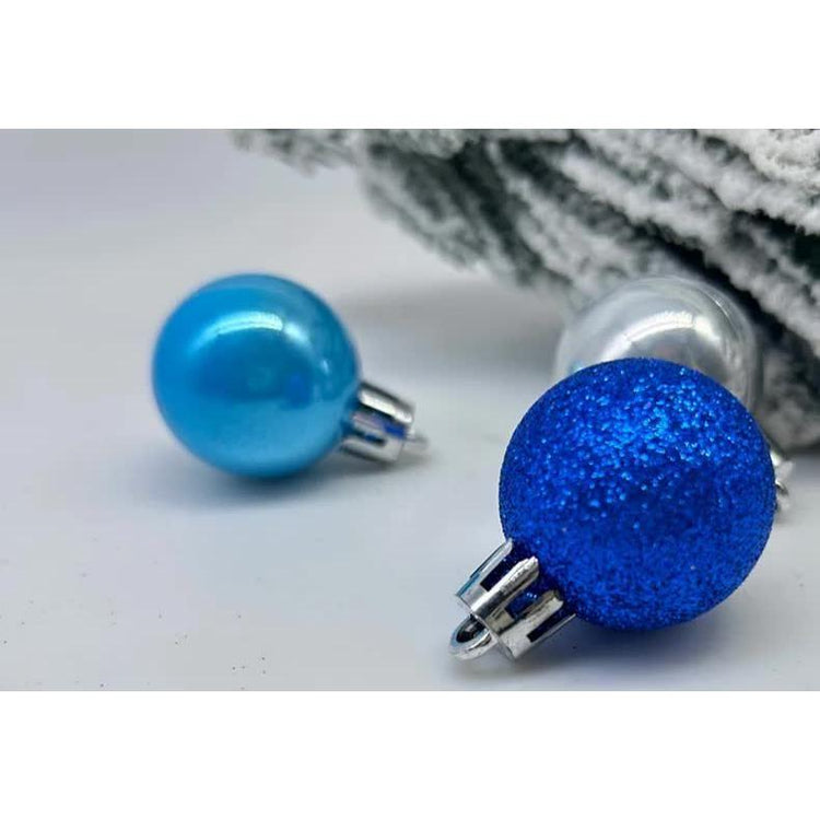 49-Piece Christmas Ornament Set - 3cm Blue, Silver Baubles for Christmas Tree Decoration - Magdasmall