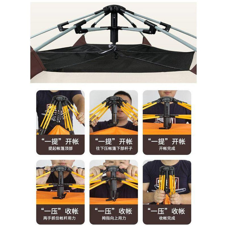 5-8 Person Square Camping Tent | Double-Layer Silver Coated Waterproof Shelter with Awning (240*240*155cm) - Magdasmall