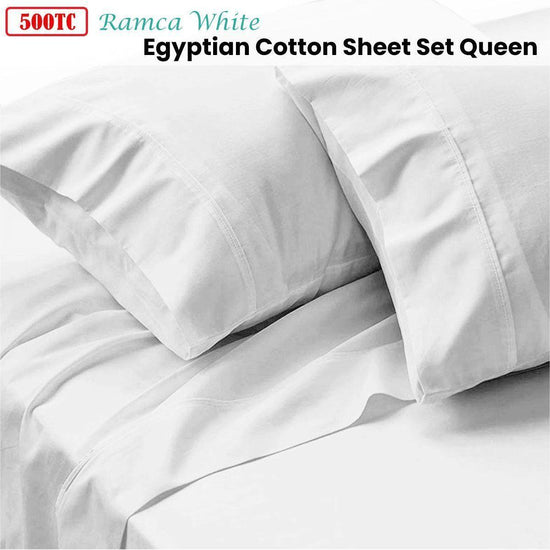 500TC Ramca White Egyptian Cotton Sheet Set Queen - Magdasmall
