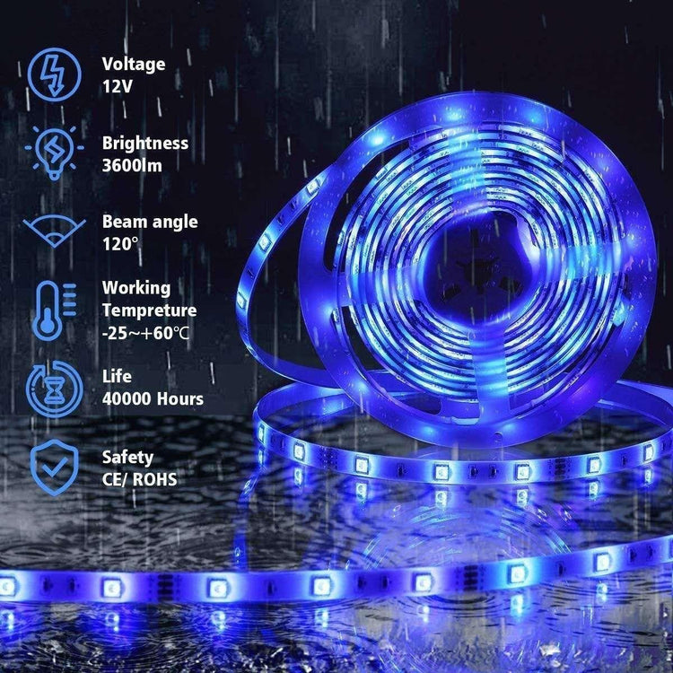 5050 RGB LED Strip Lights Waterproof SMD 300 IP65 5m 12V 44key IR Controller - Magdasmall