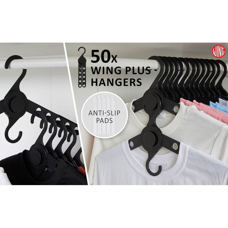 50X Plus Hanger Multiple Clothes Rack Organizer Foldable 10 Holes BLACK - Magdasmall