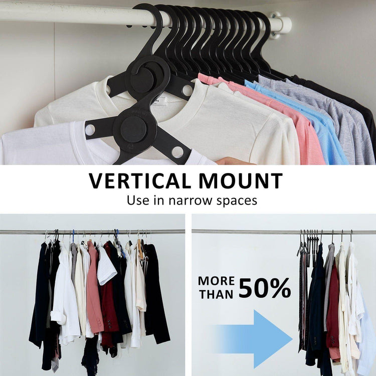 50X Plus Hanger Multiple Clothes Rack Organizer Foldable 10 Holes BLACK - Magdasmall