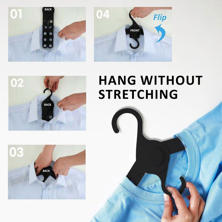 50X Plus Hanger Multiple Clothes Rack Organizer Foldable 10 Holes BLACK - Magdasmall