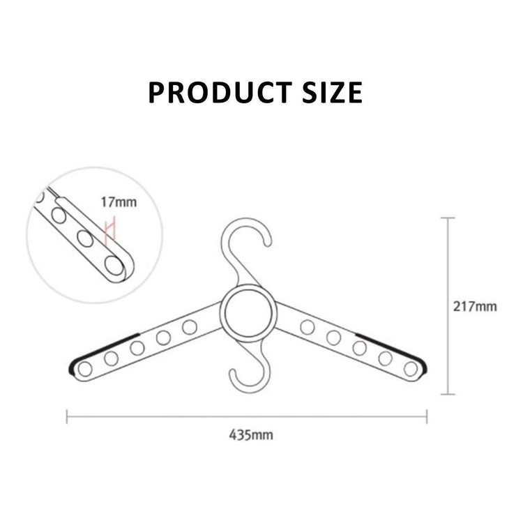 50X Plus Hanger Multiple Clothes Rack Organizer Foldable 10 Holes BLACK - Magdasmall