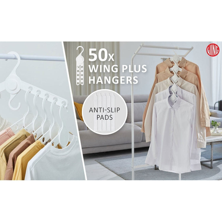 50X Plus Hanger Multiple Clothes Rack Organizer Foldable 10 Holes WHITE - Magdasmall