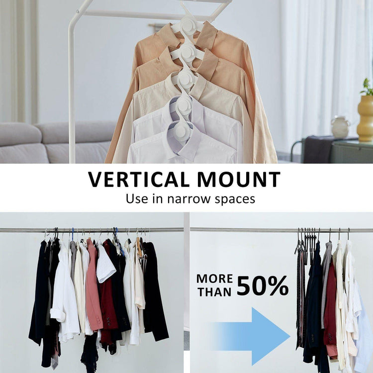 50X Plus Hanger Multiple Clothes Rack Organizer Foldable 10 Holes WHITE - Magdasmall