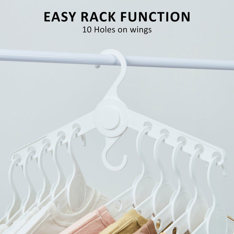 50X Plus Hanger Multiple Clothes Rack Organizer Foldable 10 Holes WHITE - Magdasmall