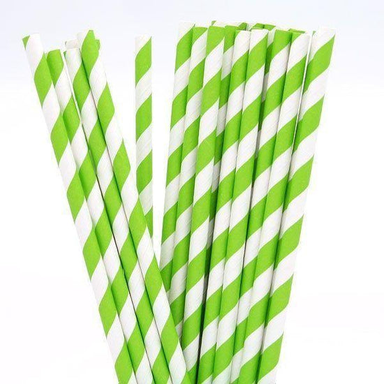 50 Pack Green White Drinking Straws Biodegradable Eco Paper Birthday Party Event Bistro Bar Cafe Take Away - Magdasmall