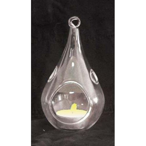 50 Wholesale Pack of Hanging Clear Glass Tealight Candle Holder Tear Drop Pear Shape - 12cm High - Terrarium Plant Mini Garden Holder Decor - Magdasmall