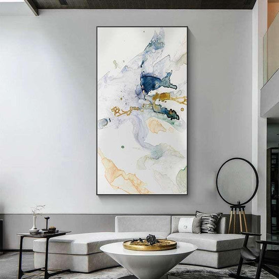 50cmx100cm Abstract Watercolour Style Black Frame Canvas Wall Art - Magdasmall