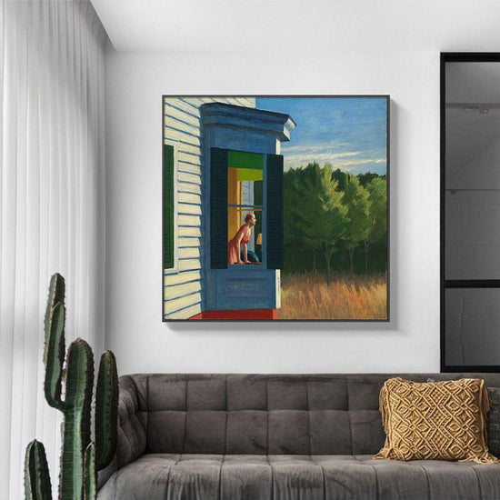 50cmx50cm Cape Cod Morning By Edward Hopper Black Frame Canvas Wall Art - Magdasmall