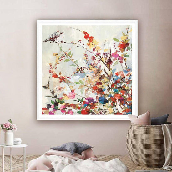 50cmx50cm Coming Spring Square Size White Frame Canvas Wall Art - Magdasmall
