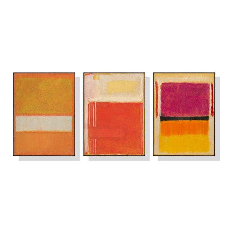 50cmx70cm Colourful 3 Sets By Mark Rothko Black Frame Canvas Wall Art - Magdasmall