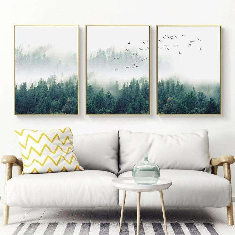 50cmx70cm Mystical Forest 3 Sets Gold Frame Canvas Wall Art - Magdasmall