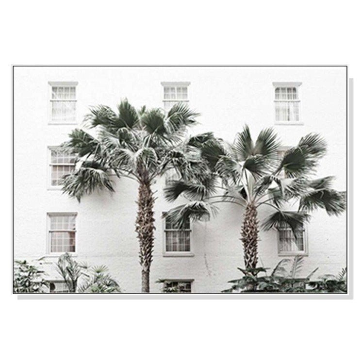 50cmx70cm Palm Tree White Frame Canvas Wall Art - Magdasmall