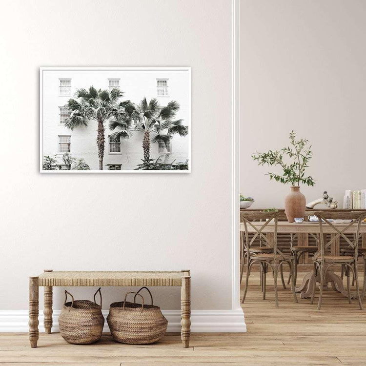 50cmx70cm Palm Tree White Frame Canvas Wall Art - Magdasmall