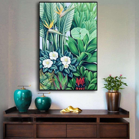 50cmx70cm Tropical plants Black Frame Canvas Wall Art - Magdasmall