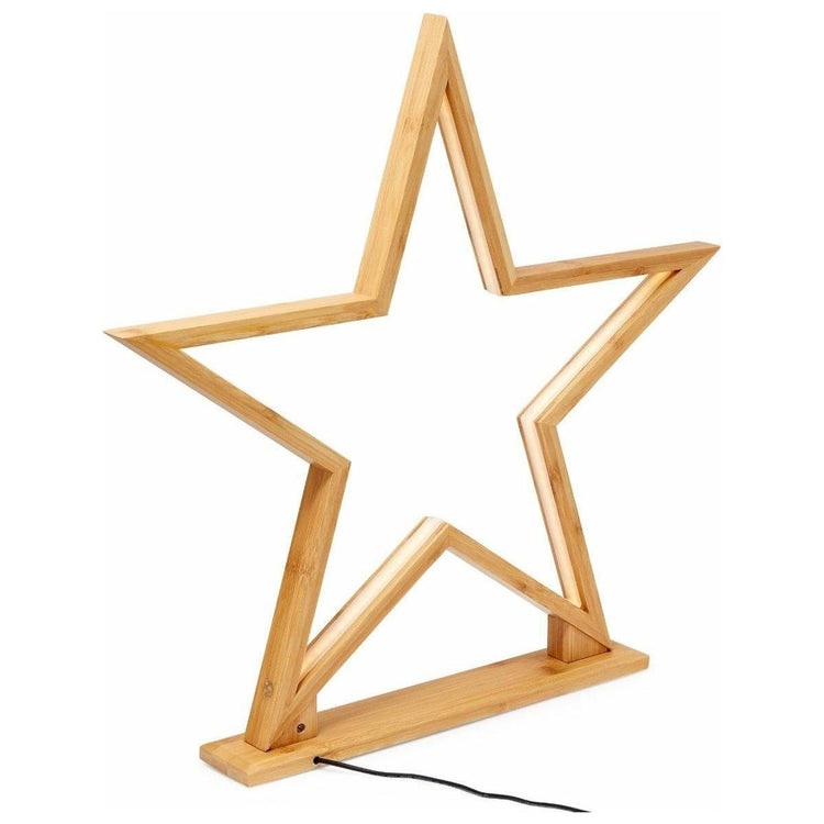 52cm Bamboo Star LED Table Desk Lamp Light Modern Designer - Natural - Magdasmall