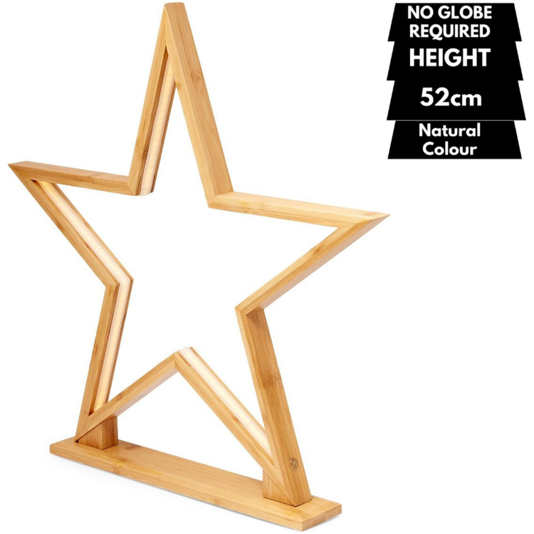 52cm Bamboo Star LED Table Desk Lamp Light Modern Designer - Natural - Magdasmall