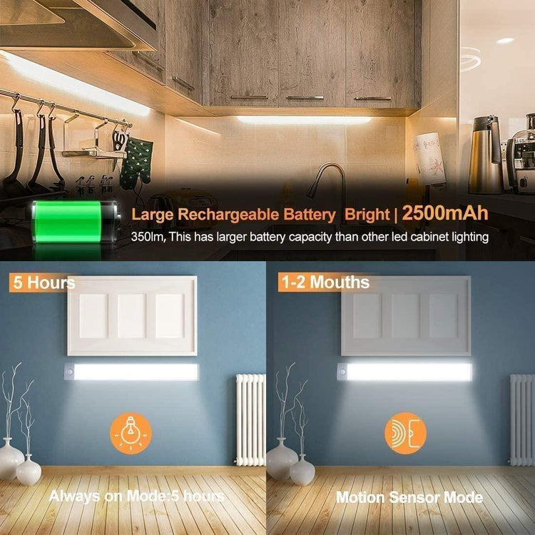 54 LED Rechargeable Under Cabinet Night Lighting for Kitchen and Bedroom (Sliver and White Light) - Magdasmall