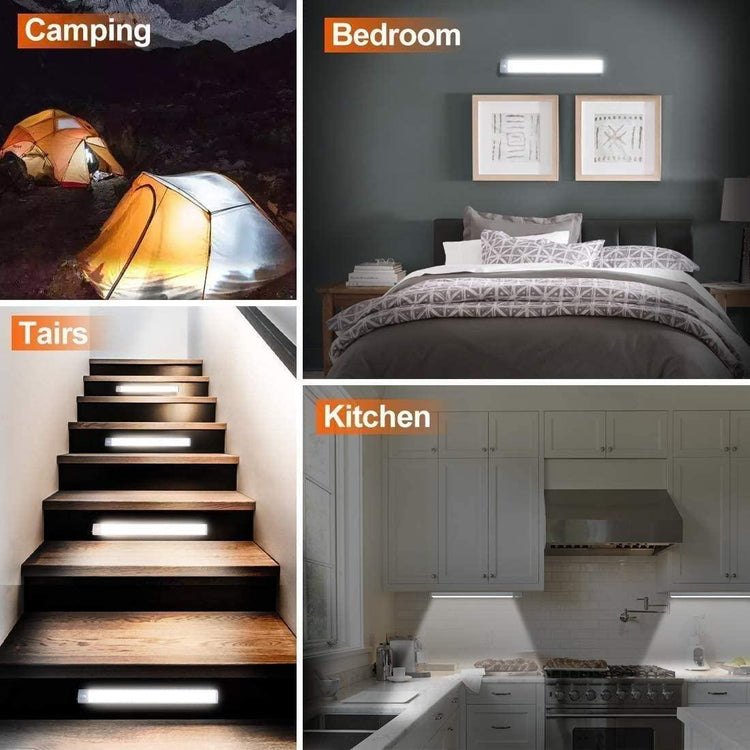 54 LED Rechargeable Under Cabinet Night Lighting for Kitchen and Bedroom (Sliver and White Light) - Magdasmall
