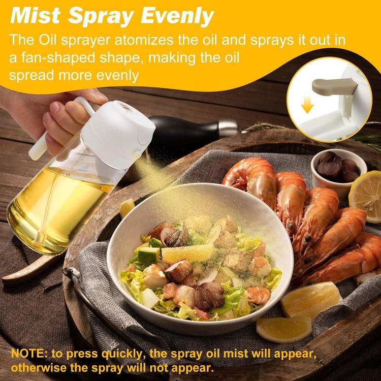 600ml 2 in 1 Glass Oil Sprayer Dispenser Kitchen Sprayz Cooking Baking Oil Bottle BBQ Spray White - Magdasmall