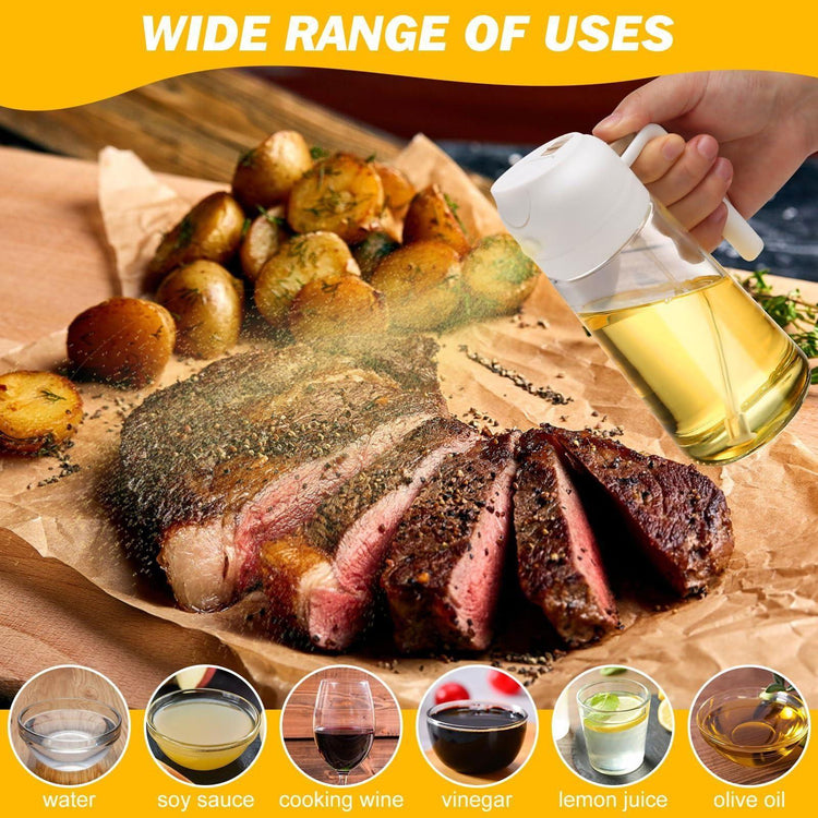 600ml 2 in 1 Glass Oil Sprayer Dispenser Kitchen Sprayz Cooking Baking Oil Bottle BBQ Spray White - Magdasmall