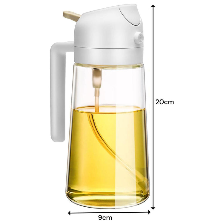 600ml 2 in 1 Glass Oil Sprayer Dispenser Kitchen Sprayz Cooking Baking Oil Bottle BBQ Spray White - Magdasmall